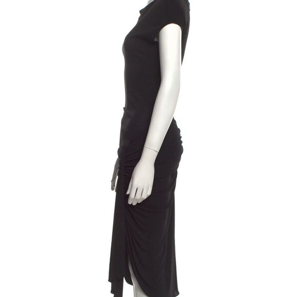 EUC Michael Kors Black Stretch Crepe Ruched Draped Midi Dress‎ Size 12 - Picture 6 of 6